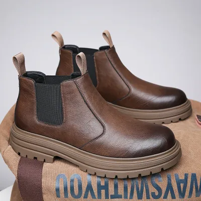 British Style Leather Men’s High-Top Chelsea Boots